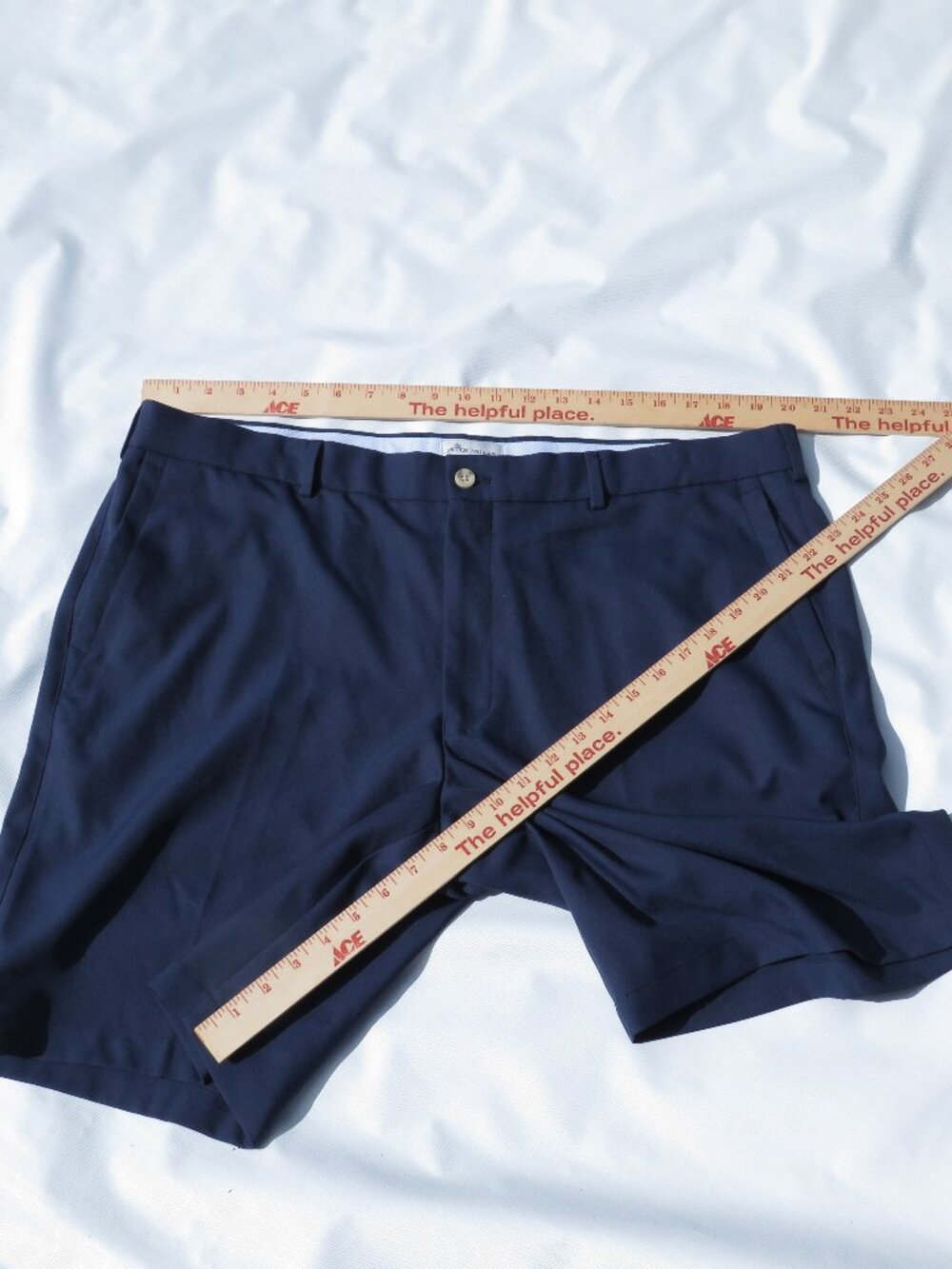 Peter Millar Men's 40 Navy Blue Flat Front Chino Shorts 100% Polyester Golf